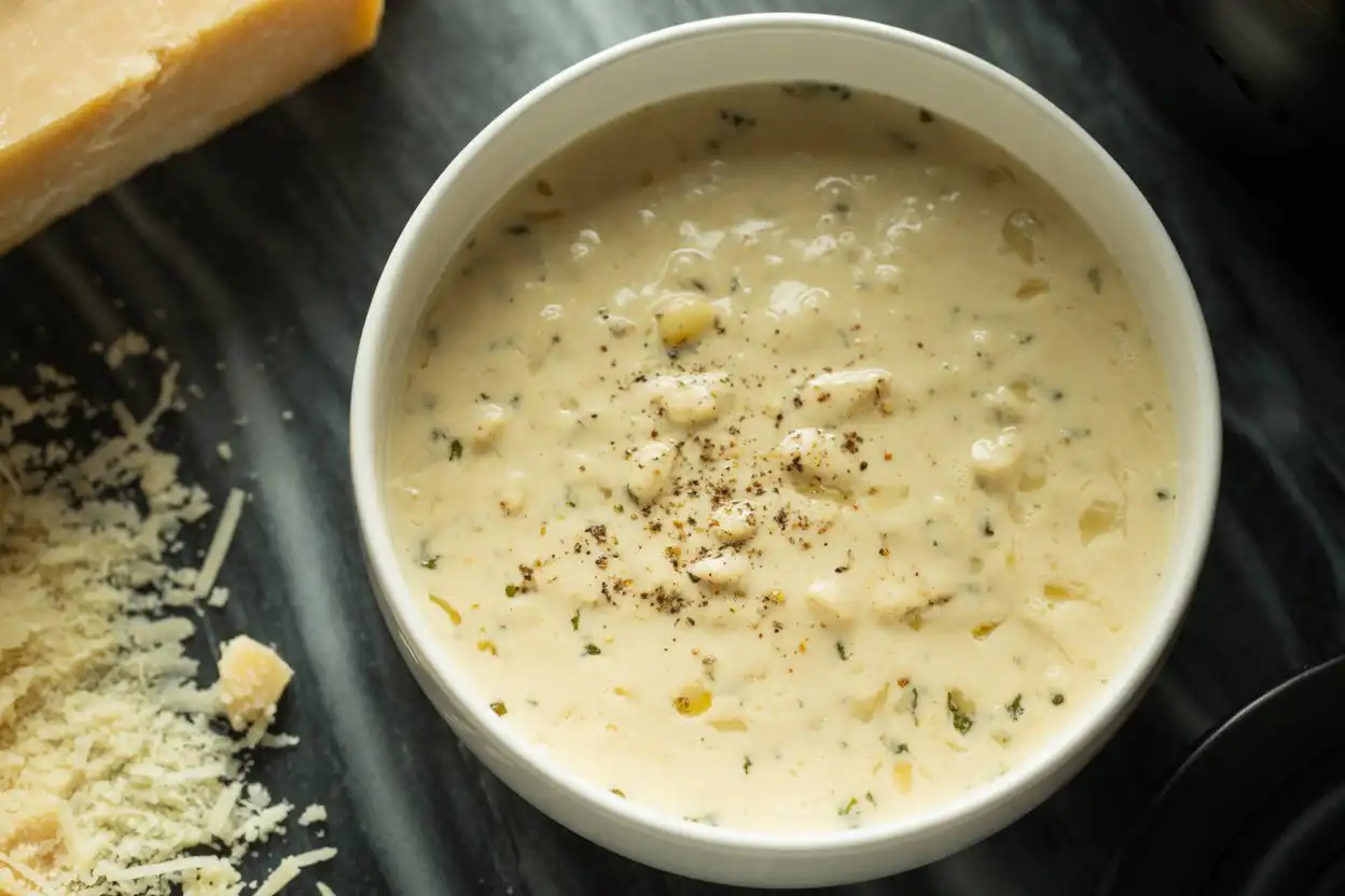 creamy garlic parmesan sauce recipe card