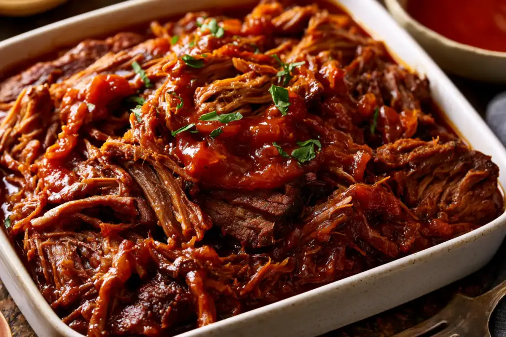 shredded beef with BBQ Sauce