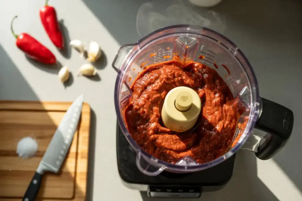 Blend the Ingredients for Sriracha Sauce