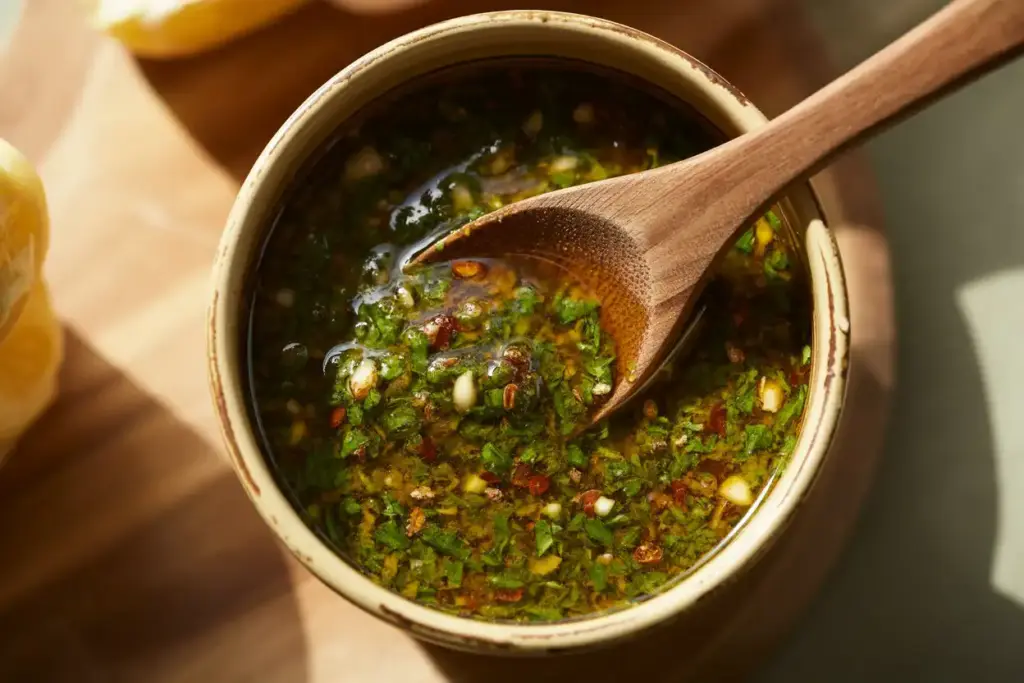 green chimichurri sauce