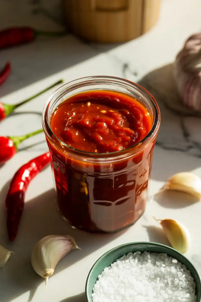 homemade sriracha sauce recipe card
